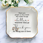 OASSIE Thank You Gifts for Women - 4"x4" Ceramic Jewelry Dish Tray | Gifts for Women, Appreciation Decor, Gold Trim Design, Ring Dish for Women, Polished Finish, Ready to Gift