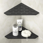 Corner Shower Shelf 10" Matte Black 304 Stainless Steel Pentagonal Heavy Duty Floating Corner Sheves Slot Design Recessed Bathroom Shelf for Tiled Wall 2 Pack, No Drilling Needed