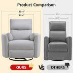 Jocisland Power Rocking Nursery Chair/Swivel Recliner/USB, Grey Fabric | Oversized Glider Chairs,Fabric,2 Pillows,USB & Type-C,Reclining Armchair Sofa,Living Room,Bedroom,Nursing