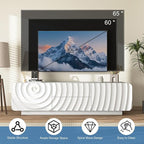 58'' Modern Spiral Wave TV Stand for 65 Inch TV, Media Console with Storage Cabinet & 2 Drawers, Rounded Corner Entertainment Center for Living Room Bedroom (White)