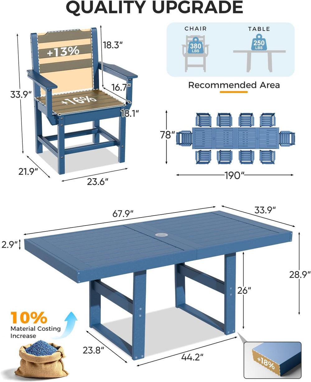 K Knowbody 12-Piece Outdoor Patio Dining Table and Chairs Set, Seats 10