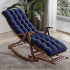 Upholstered Rocking Chair Folding Recliner Comfy Rocking with Footrest and Soft Padded Patio Lounge(Blue,B)