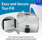 Bobrick Wall-Mounted Liquid Soap Dispenser, Satin-Finish Stainless Steel, 40 fl-oz Capacity, Vandal-Resistant Design with Refill Indicator Window, Top Fill Commercial Bathroom Accessory (Model B-4112)