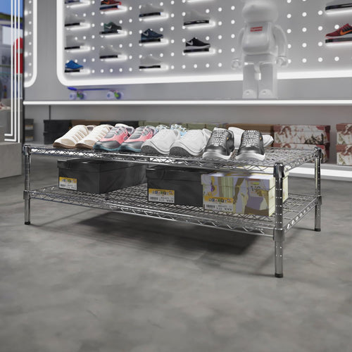 24" Deep x 48" Wide x 14" Height Wire Shelving Kit | 2-Tier | NSF Commercial Storage Rack Unit