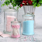 MDLUU Glass Canisters, Apothecary Jars with Airtight Lids, Bathroom Vanity Storage Organizer Containers for Qtip Cotton Swabs, Cotton Balls, Flossers, Bath Salt, Hair Tie, Set of 3