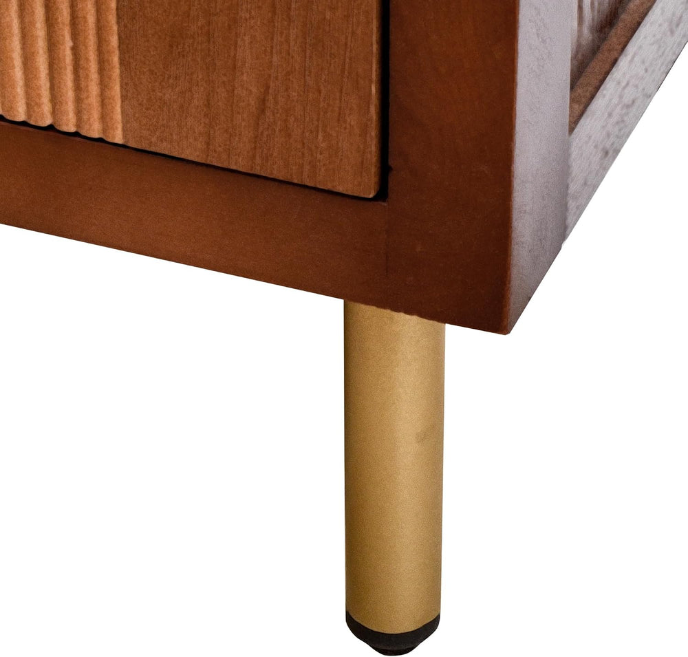 eHemco Modern End Table with Storage, Two-Toned Ribbed Parquet Design, 17 x 1...