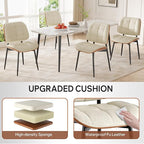 Dining Chairs Set of 8, Mid Century Modern Dining Room Chair with Thick Cushion, Upholstered Faux Leather Kitchen Chairs with Walnut Bentwood Back for Kitchen Dining Room, Beige