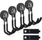 3-H Heavy Duty Magnet Garage Hooks 4 Pack, J Shape Strong Magnetic Hooks for Hanging Cordless Power Drill, Utility Magnetic Tool Holder for Metal Cabinet, Steel Pegboard, Toolbox, Garage(Black)