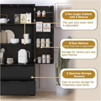 72" Modern Fluted Kitchen Pantry Cabinet with 2 Large Drawers & 8-Door Spice Rack, Freestanding Storage Organizer for Bathroom, Dining Room, Office, Entryway, White/Black,for Kitchen