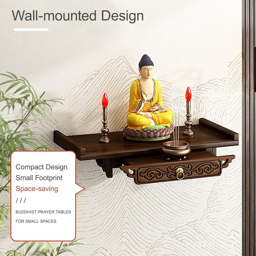Prayer Altar Personal Shrine Stand Wall-Mounted Buddha Altar Shelf Stand, wit...