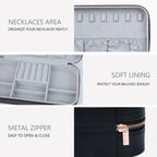 Travel Jewelry Case Organizer, Portable Jewellery Box for Women Jewelry Travel Organizer for Rings Earrings Necklaces Bracelets Watch, Black C