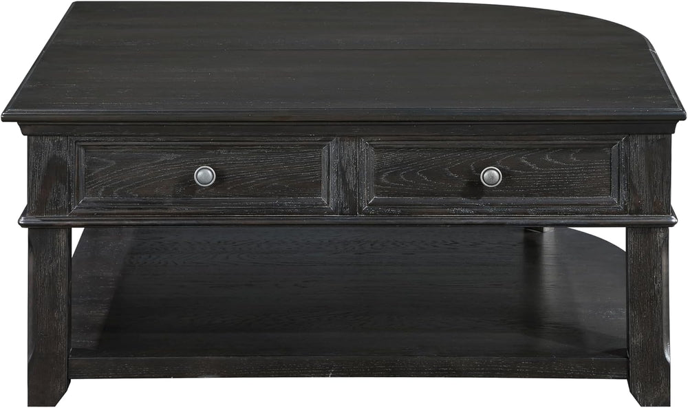 Living Room Coffee Table Storage Drawer Lift Top Open Shelves Charcoal Wooden