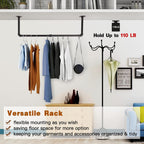 Wall Mounted Clothes Rack - 36" Industrial Pipe Clothing Garment Rack, Space - Saving Heavy Duty Detachable Black Iron Clothes Organizer, Multi-Purpose Hanging Rod for Closet Storage, 2 Base