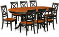 East West Furniture PLQU9-BCH-W 9 Piece Dining Table Set Includes an Oval Dinner Table with Butterfly Leaf and 8 Dining Room Chairs, 42x78 Inch, Black & Cherry