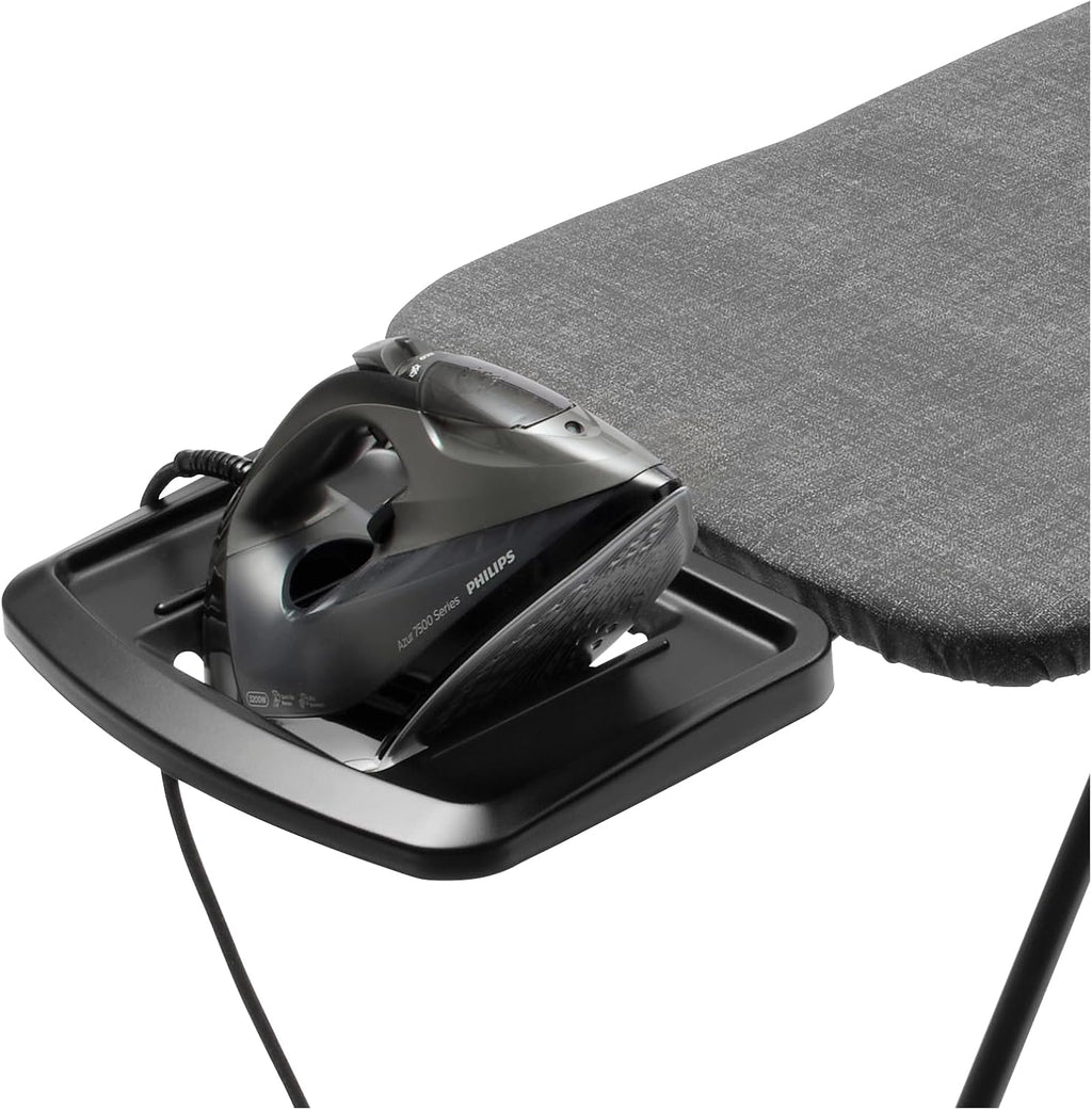 Brabantia - Ironing Board C - Flexible Steam Iron Rest - Adjustable in Height - Non-Slip Rubber Feet - Cover and Pad - Solid Foldable Unit - Denim Black - 49x18 Inches