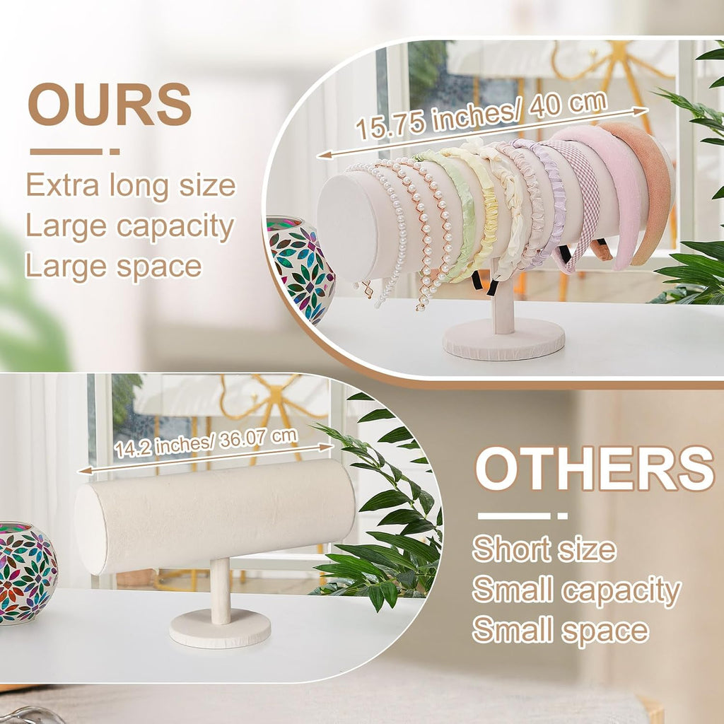 Wenqik Extra Long T Bar Headband Holder Organizer Velvet Headband Rack Storage Hairband Organizer for Hairband Earring Display Stand Women Girl
