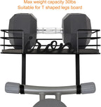 TJ.MOREE Ironing Board Hanger Wall Mount - Laundry Room Iron and Ironing Board Holder, Metal Wall Mount with Large Storage Black Wooden Base Basket and Removable Hook(Black)