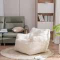 Bean Bag Chairs, Soft Tufted Foam Bean Bag Chair with Teddy Fabric for Adults and Kids, Comfy Lazy Sofa for Living Room, Bedroom (Ivory)