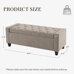 Zihanhome Ottoman with Storage, 48.8" Fabric Storage Ottoman Bench with Hinge, Bedroom Bench, Upholstered Benches with Seating for Living Room, Entryway (Khaki)