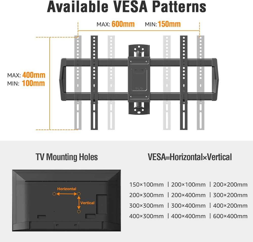 37.9" Long Arm TV Wall Mount for 42-75 Inch TV, Full Motion Swivel and T...