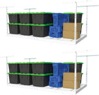 2-Pack 4 x 8 MonsterRax Overhead Garage Storage Rack, Ceiling Racks for Garage, Organization Shelving, Adjustable Hanging Shelf, White, 12"-21" Height Adjustment