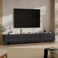 Mid Century Modern TV Stand for 85 Inch TVs, 78.7" Entertainment Center with Storage & Power Outlet, Media Console w/Drawers and Sliding Door, Television Stands for Living Room, Black