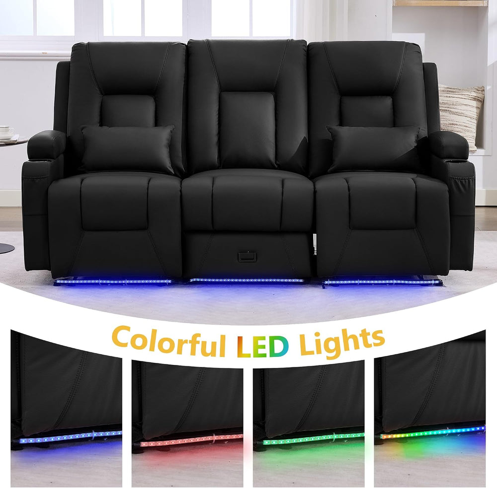 URRED Wall Hugger Power Reclining Loveseat Sofa，Black：77.3" - 3 Seats