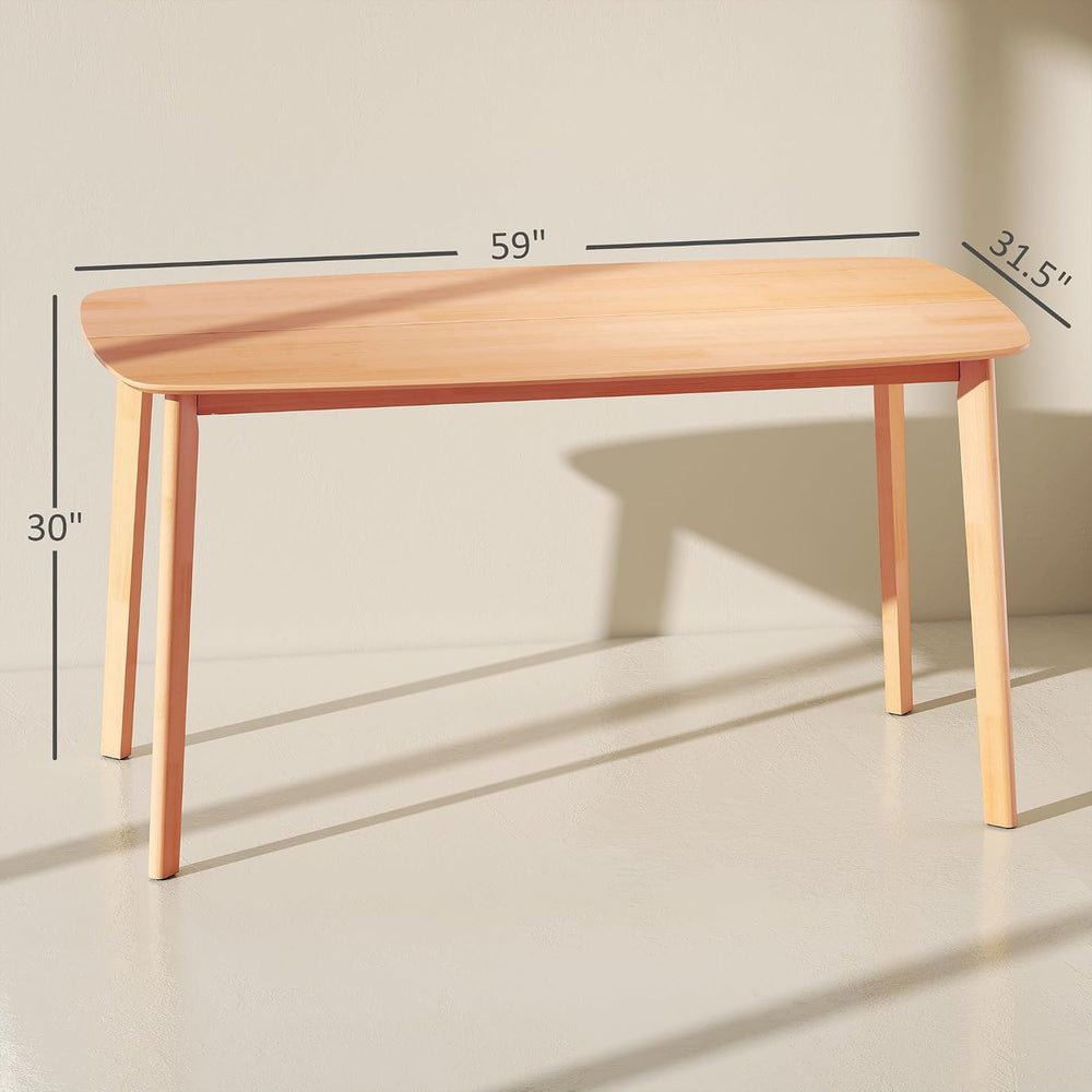 HOMCOM Solid Wood Dining Table for 6 People, 59" Long Rustic Rectangular...