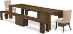 X02SI-208-04 - 5 Pieces Modern Dining Table Set includes an Extendable Rectangle Kitchen Table, 2 Dining Chairs and 2 Modern Benches, 39x120 Inch, Antique Walnut