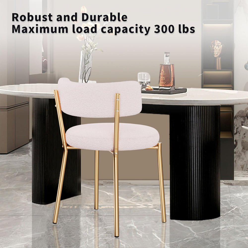Boucle Dining Chairs Set of 2, Modern Round Upholstered Dining Chairs, Curved...