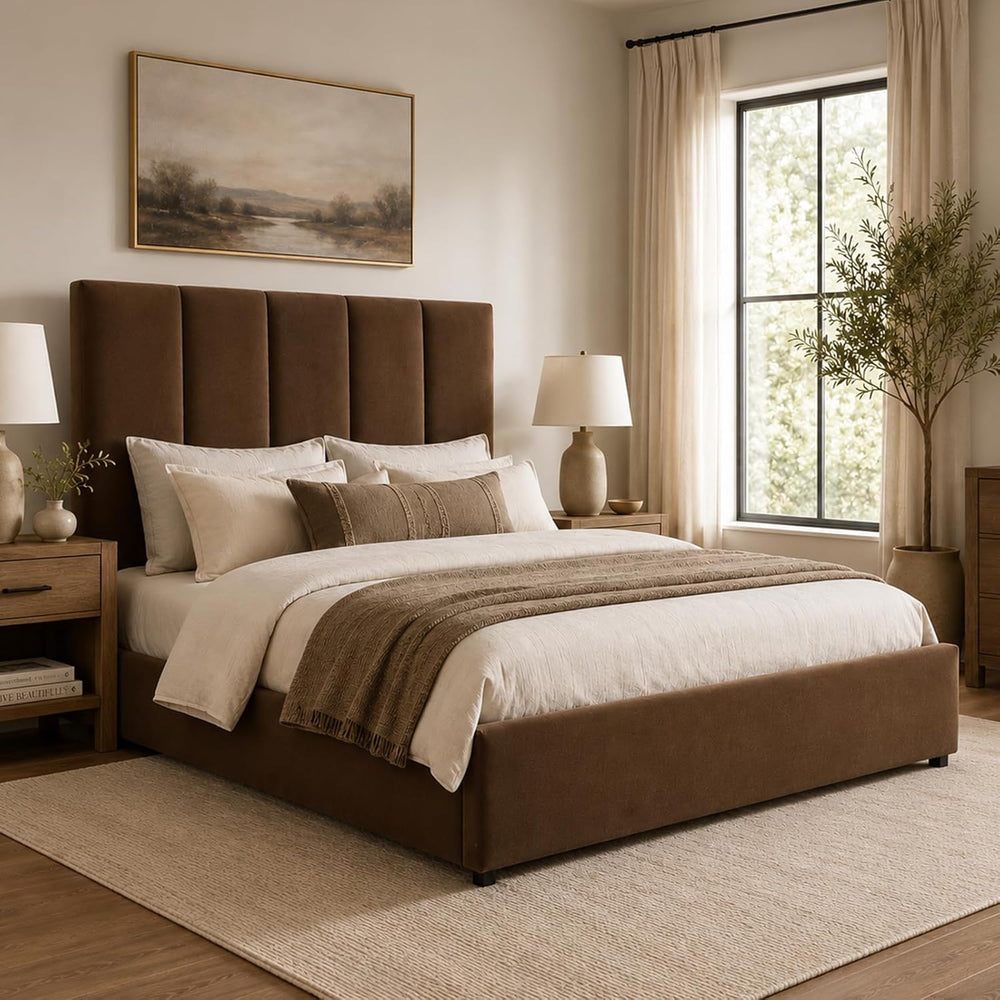 VELOCAVA King Size Storage Bed Frame with 4 Drawers, Upholstered Platform Bed...