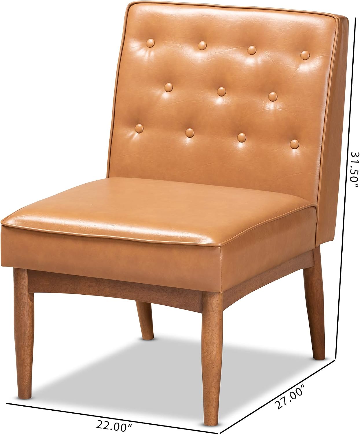 Baxton Studio Riordan Mid-Century Modern Tan Faux Leather Upholstered and Walnut Brown Finished Wood Dining Chair