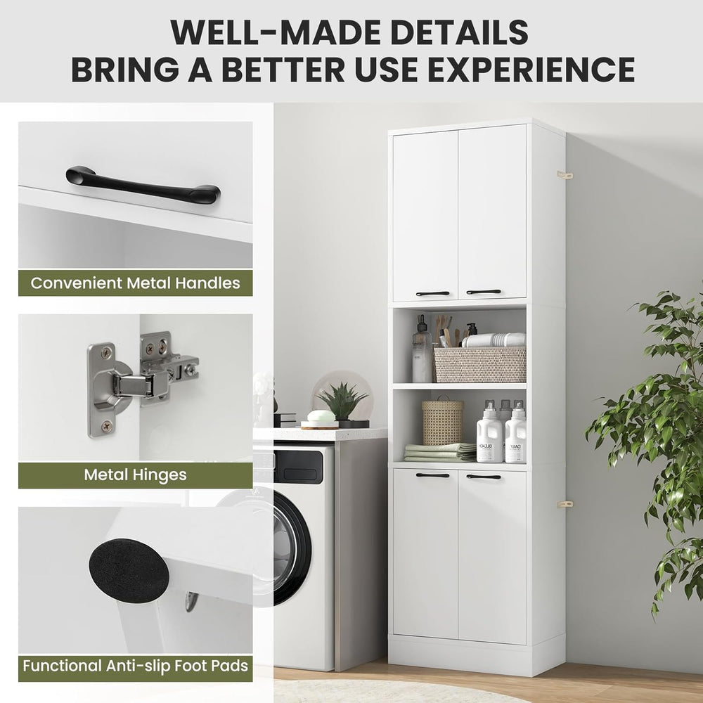 75” Kitchen Pantry Cabinet, Tall Freestanding Kitchen Hutch with 4 Doors, 2 O...
