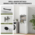75” Kitchen Pantry Cabinet, Tall Freestanding Kitchen Hutch with 4 Doors, 2 Open Shelves & 4 Anti-Tipping Devices, Bathroom Storage Cabinet for Living Room, Dining Room (White)