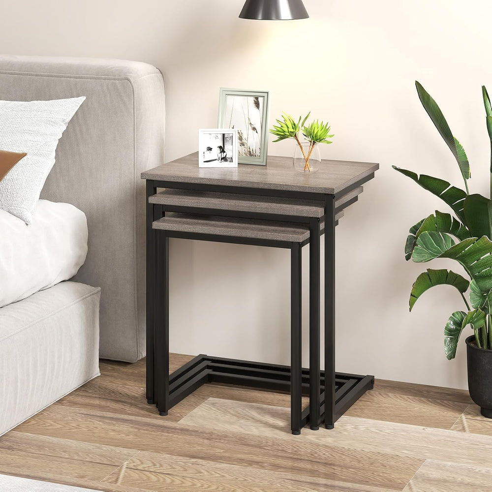GOFLAME Nesting Coffee Tables Set of 3, Rectangular Nesting Center Table with...