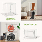 XXX-Large Extra Large Acrylic Display Case 17''x13''x13'' Transparent Shoe Display Case Sneaker Bag Organizer Clear Stackable Boot & Shoe Boxes Large Showcase for Helmet, Handbag, Figures Collectibles