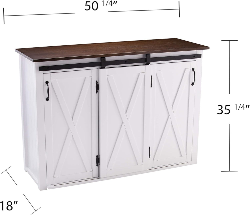 SEI Furniture - Leshire Barn-Door Kitchen Island - Transitional Design, Brown...