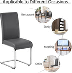 Yaheetech Dining Chairs Set of 4 Modern Faux Leather Upholstered Dining Room Chairs with High Back and Metal Chrome Legs for Kitchen/Living Room/Restaurant, Dark Gray