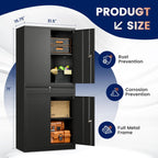 Yizosh Metal Garage Storage Cabinet with Locking Doors and Adjustable Shelves, 71" Tool Storage Cabinet with 1 Drawer for Garage,Warehouse (Black)