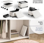 STORAGEBUD Storage Ottoman Cube with Small Bin, 16-in Square Ottoman with Storage for Living Room and Bedroom, Small Ottomans Foot Rest, Fabric Foot Stools Ottomans Max 330lbs, Cream
