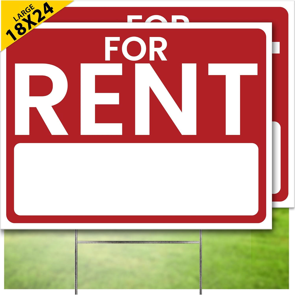 For Rent Signs (2 Pack) – LARGE 24” x 18” Double-Sided Signs with Heavy-Duty ...