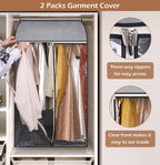 MISSLO 43" Hanging Garment Bags for Hanging Clothes Fully Enclosed Coat Bags for Closet Storage Clothes Cover with Large Clear Window and 3 Zippers (Rack not included), 2 Packs