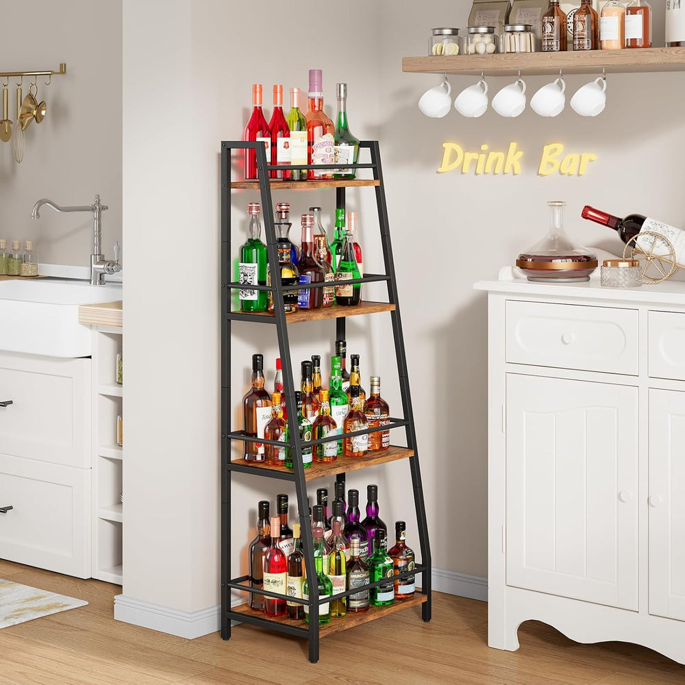 YMYNY 4-Tier Liquor Stand Trapezoid Wine Rack Freestanding Floor HWR004H | Vi...