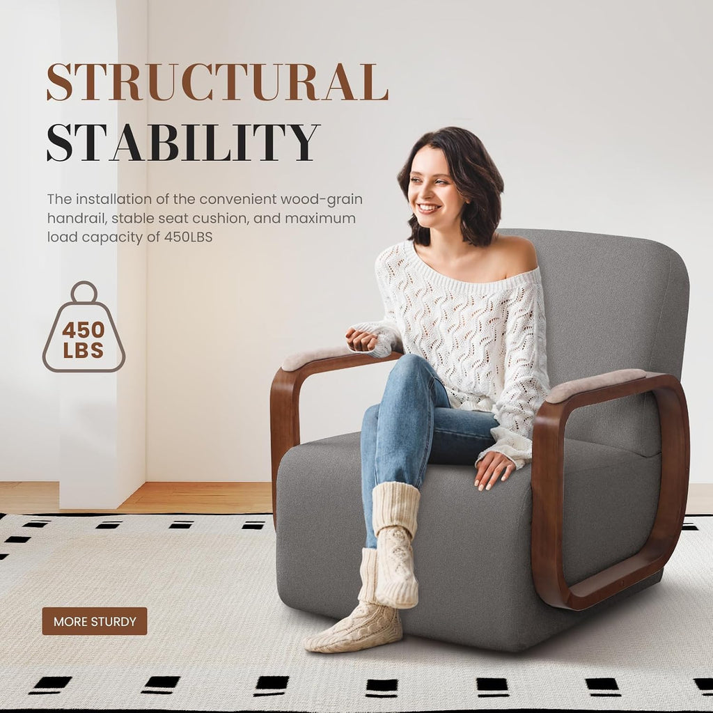 Couchus Swivel Accent Chair with Sturdy Base (Gray, Set of 1) | 360° Rotating Living Room Chair, Chenille Fabric Upholstered Armchair for Living Room