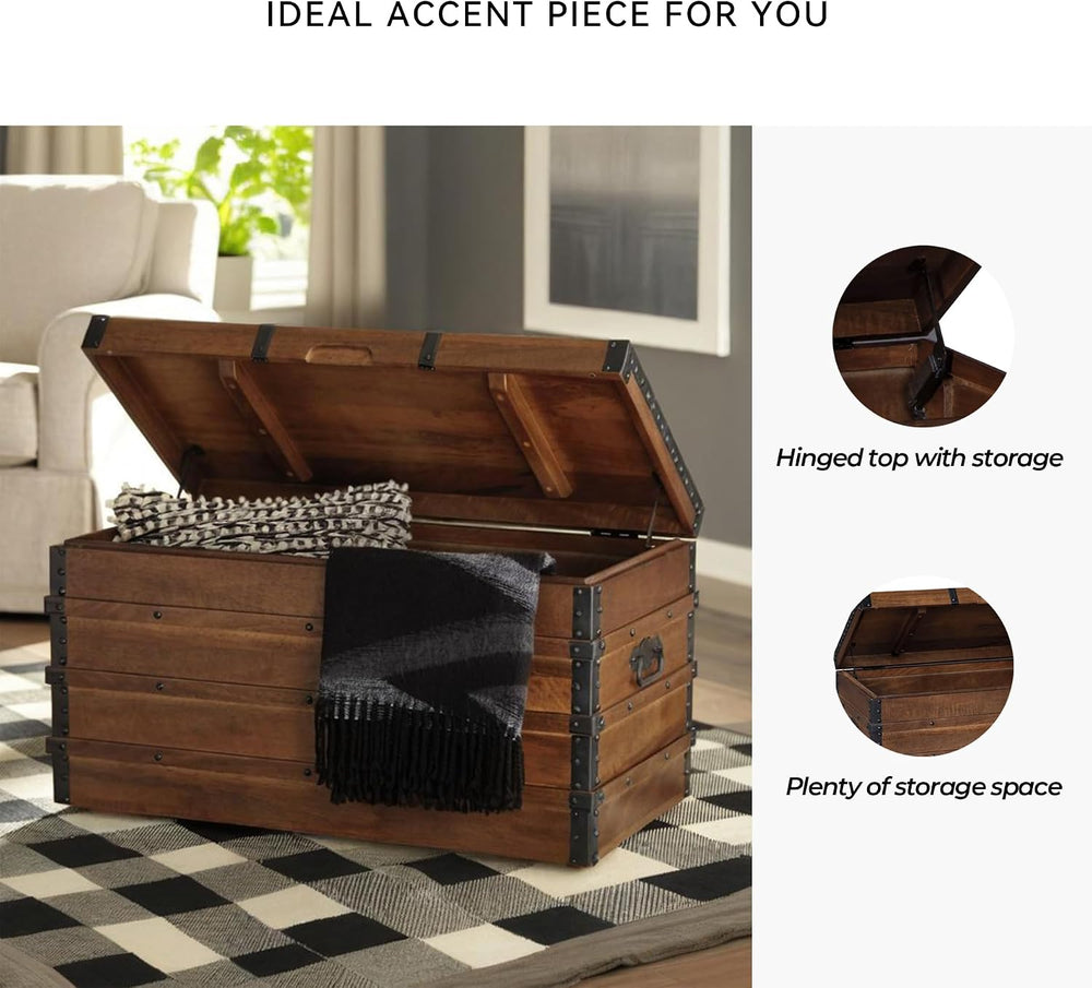 Signature Design by Ashley Storage Trunk Coffee Table, Brown, Kettleby | Coff...