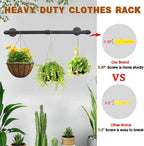 Wall Mounted Clothes Rack - 48" Clothing Garment Rack, Space-Saving Heavy Duty Detachable Iron Clothes Hanger Pole, Multi-Purpose Hanging Rod for Closet Storage