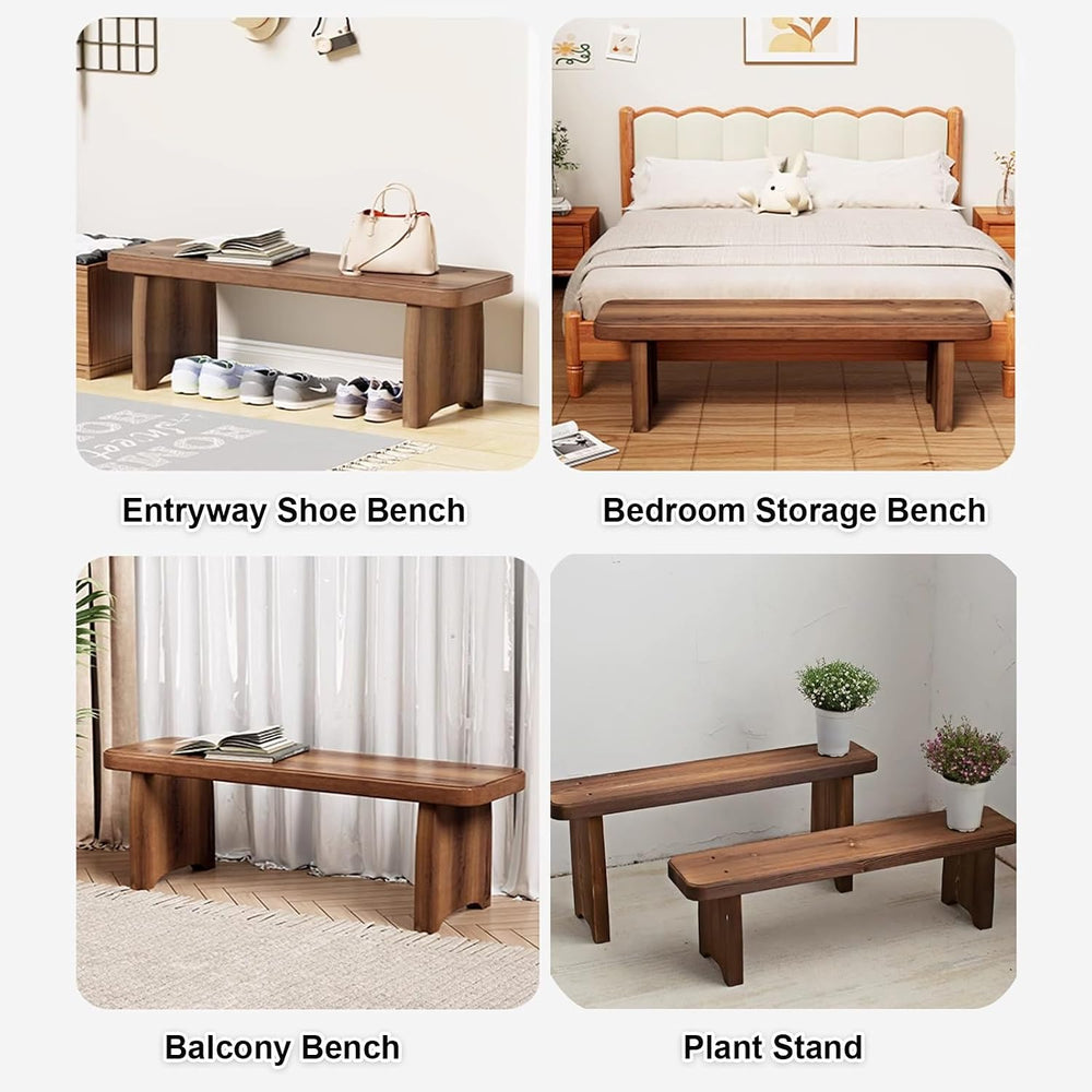 Outdoor Bench, Indoor Wood Bench for End of Bed, Entryway, Dining, Balcony, 2...