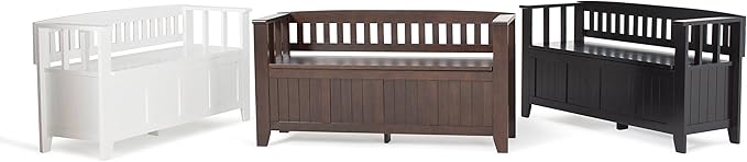 SIMPLIHOME Acadian Entryway Storage Bench - 48 inch Wide Solid Wood Hallway Seat in White, Transitional Bench for Entryway or Living Room with Lift-Up Lid and Spacious Storage