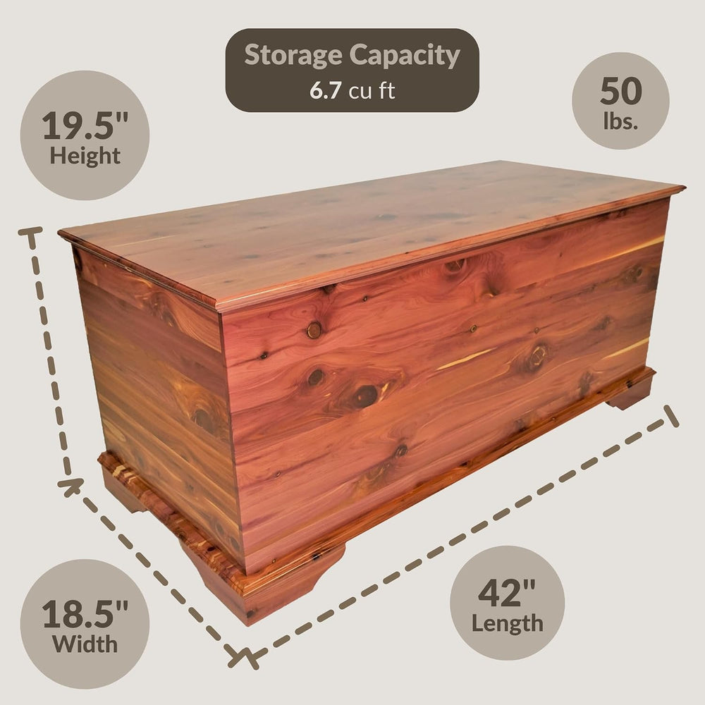 DutchCrafters Rustic Solid Wood Natural Wooden Cedar Chest, Aromatic Cedar Sc...