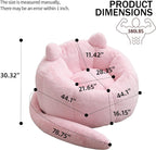 YISHENG Faux Fur Bean Bag Chairs, Cat Design，Large Bean Bag Couch for Adults,Stuffed Single Sofa Chair Comfy Giant Bean Bag Chair with Spacious Design for Playing or Bedroom,Reading Pink